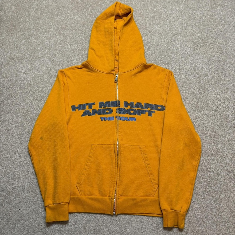 Billie Eilish Hoodie Sweatshirt Small Orange Hit‎ Me Hard and Soft Tour Full Zip